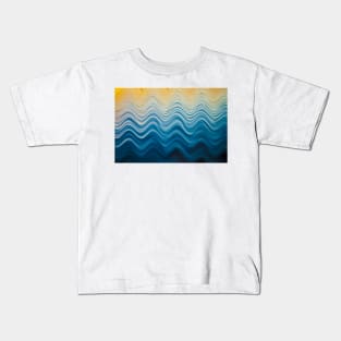 Abstract or conceptual wavy pattern on water surface in blues and yellow Kids T-Shirt